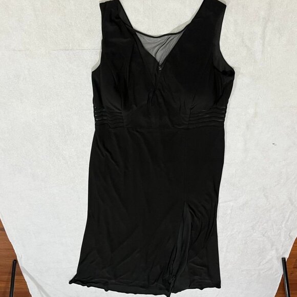 NW Woman Black Sleeveless Long Jersey Illusion V-Neck Formal Gown 18W - Picture 9 of 12